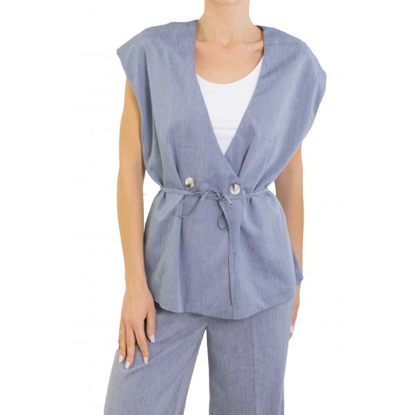 Gilet lungo con cintura doppiopetto "Zoe"
